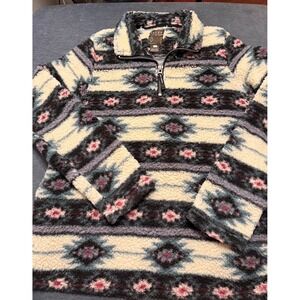 Roper Wear the West Aztec Sherpa Fleece Quarter Zip Pullover Southwestern Small